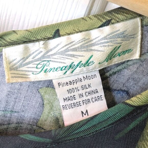 Pineapple Moon Tropical Print Silk Maxi Dress Sleeveless Medium Y2K Style - Picture 3 of 11